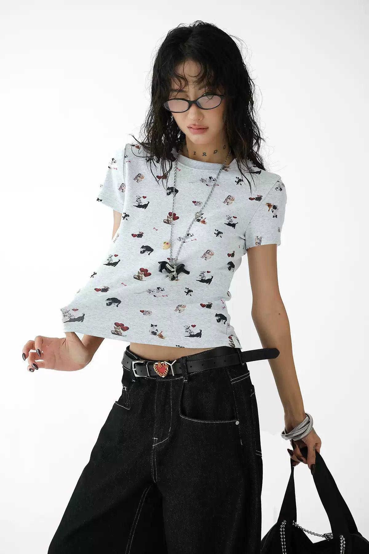 Ace Puppy Graphic Print T-Shirt-korean-fashion-T-Shirt-Ace's Closet-OH Garments