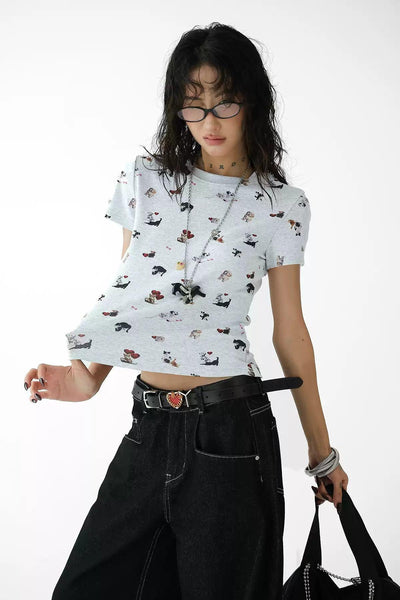 Ace Puppy Graphic Print T-Shirt-korean-fashion-T-Shirt-Ace's Closet-OH Garments