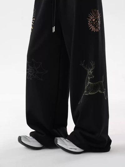 Ace Scattered Graphic Print Sweatpants-korean-fashion-Pants-Ace's Closet-OH Garments