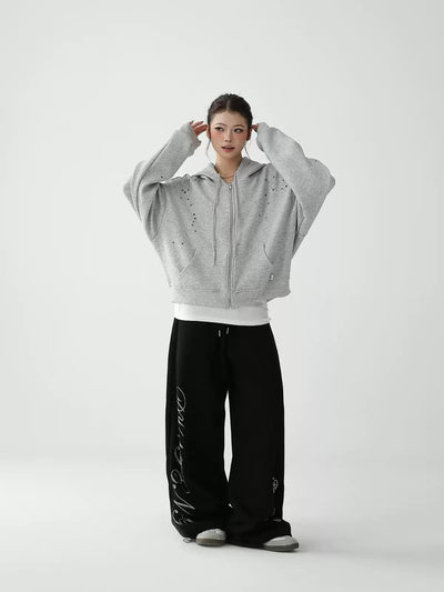 Ace Scattered Rhinestone Zipped Hoodie-korean-fashion-Hoodie-Ace's Closet-OH Garments