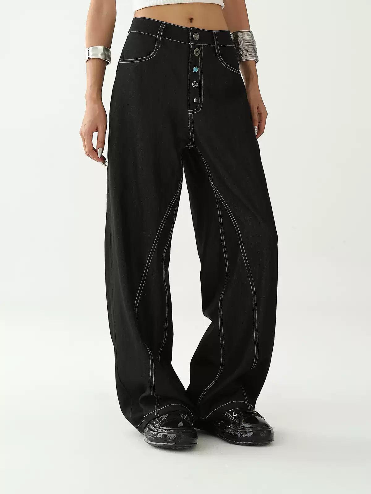 Ace Seam Lines Wide Jeans-korean-fashion-Jeans-Ace's Closet-OH Garments