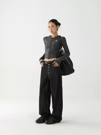 Ace Seam Lines Wide Jeans-korean-fashion-Jeans-Ace's Closet-OH Garments