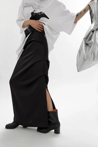 Ace Side Slit Pleated Maxi Skirt-korean-fashion-Skirt-Ace's Closet-OH Garments