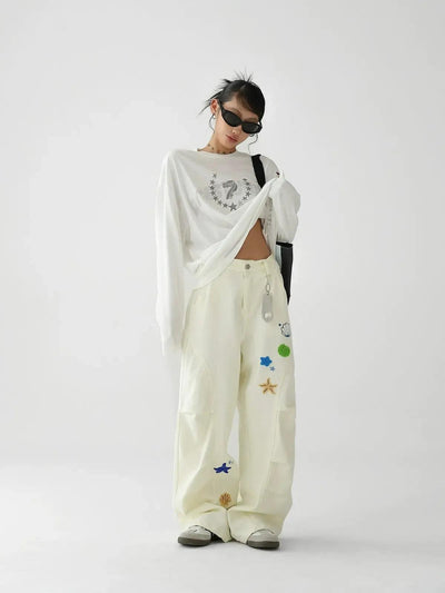 Ace Starfish Embroidery Pleated Pants-korean-fashion-Pants-Ace's Closet-OH Garments