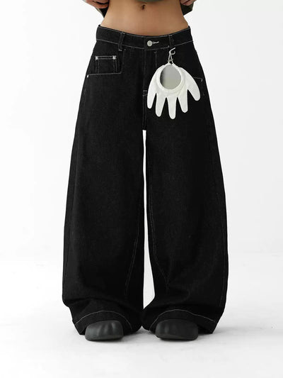 Ace Stitched Pockets Wide Jeans-korean-fashion-Jeans-Ace's Closet-OH Garments