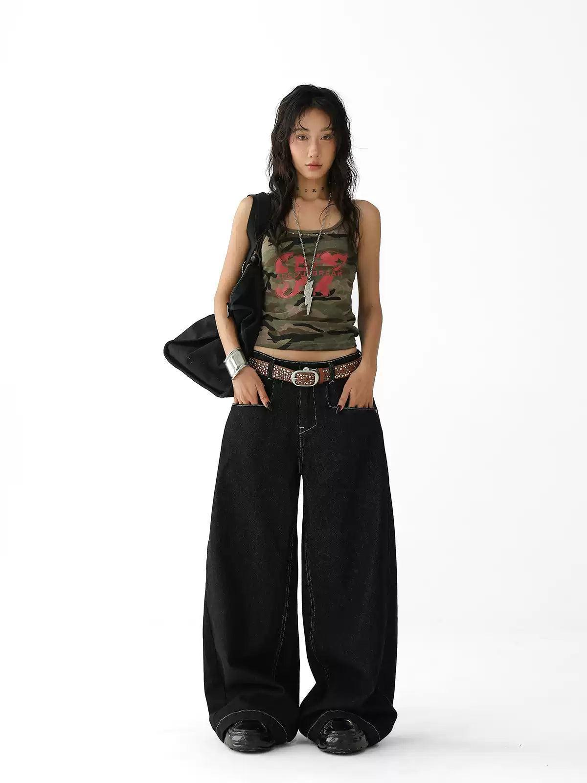 Ace Stitched Pockets Wide Jeans-korean-fashion-Jeans-Ace's Closet-OH Garments