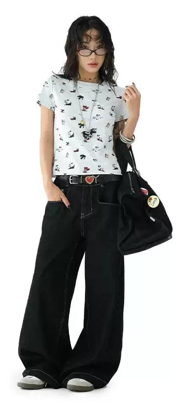 Ace Stitched Pockets Wide Jeans-korean-fashion-Jeans-Ace's Closet-OH Garments
