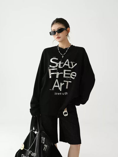 Ace Text Print Long Sleeve T-Shirt-korean-fashion-T-Shirt-Ace's Closet-OH Garments