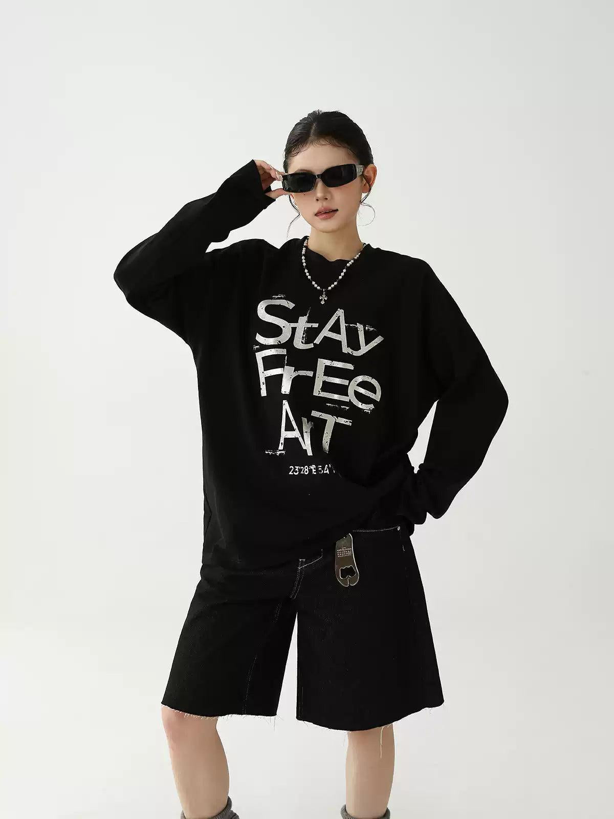 Ace Text Print Long Sleeve T-Shirt-korean-fashion-T-Shirt-Ace's Closet-OH Garments