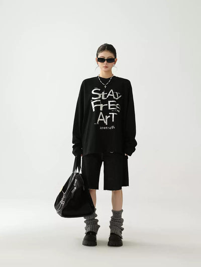 Ace Text Print Long Sleeve T-Shirt-korean-fashion-T-Shirt-Ace's Closet-OH Garments