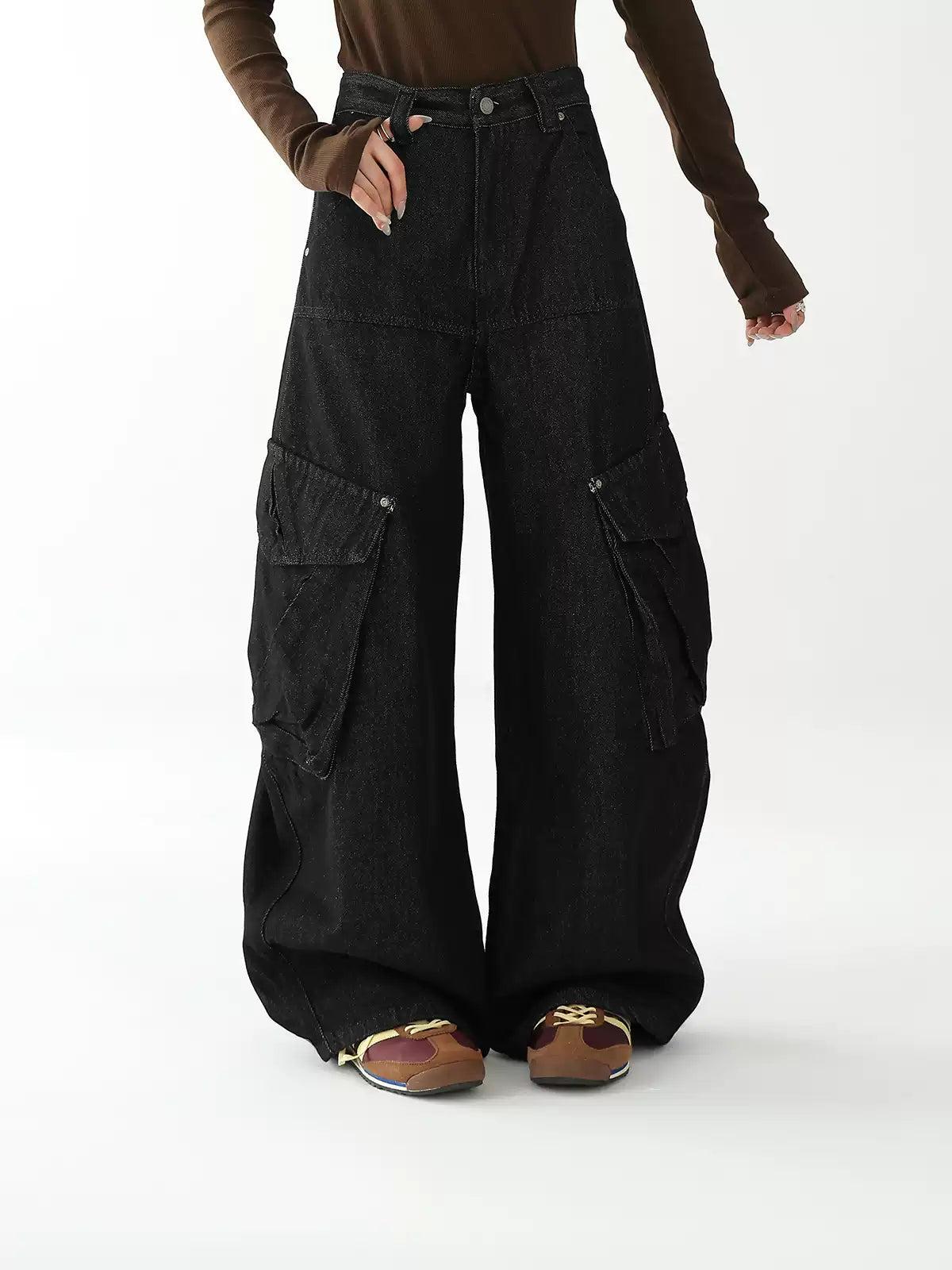 Ace Wide Pockets Cargo Jeans-korean-fashion-Jeans-Ace's Closet-OH Garments