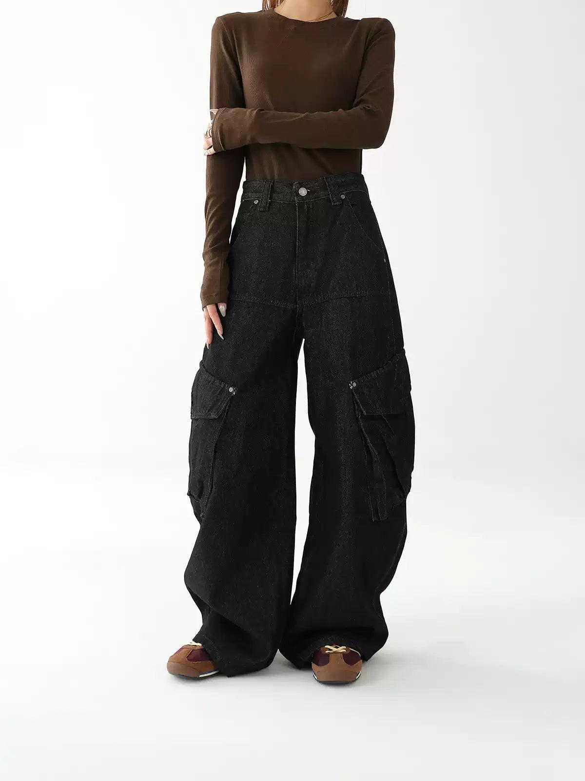 Ace Wide Pockets Cargo Jeans-korean-fashion-Jeans-Ace's Closet-OH Garments