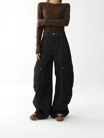 Ace Wide Pockets Cargo Jeans-korean-fashion-Jeans-Ace's Closet-OH Garments