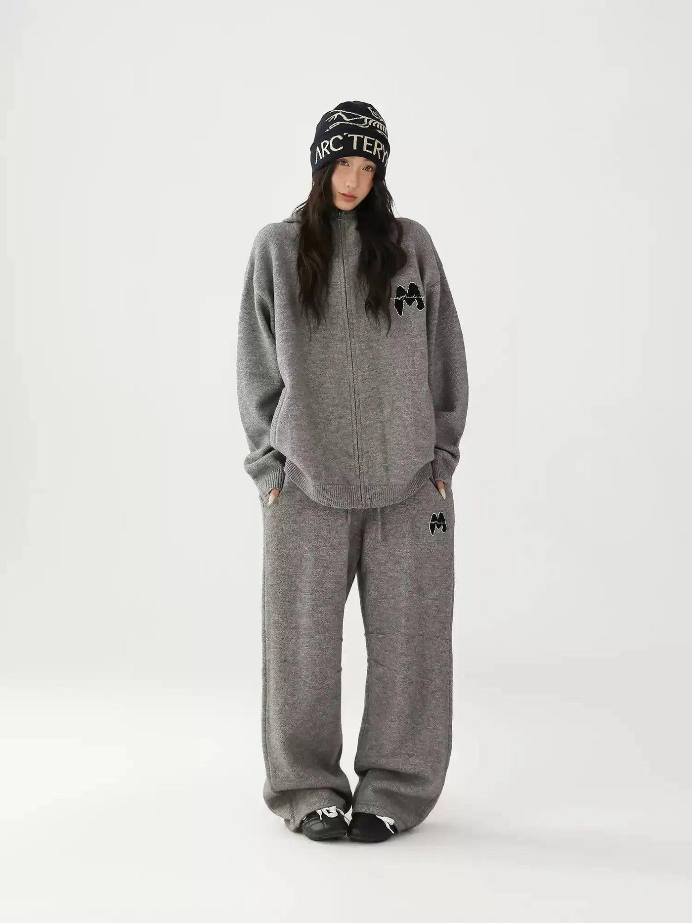 Ace Zip-Up Knitted Hoodie & Comfy Sweatpants Set-korean-fashion-Clothing Set-Ace's Closet-OH Garments
