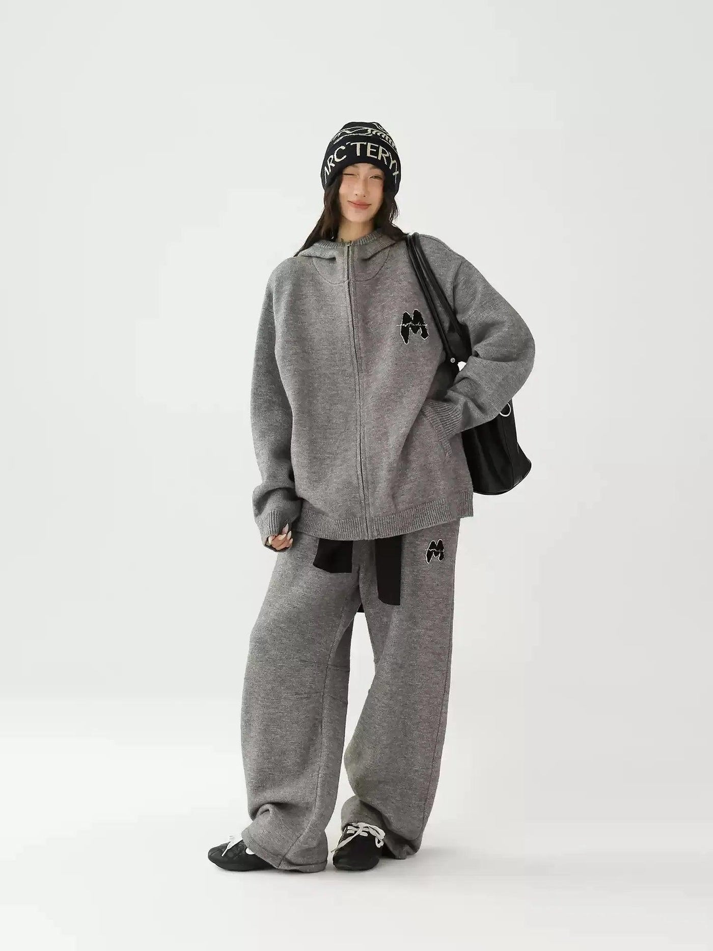 Ace Zip-Up Knitted Hoodie & Comfy Sweatpants Set-korean-fashion-Clothing Set-Ace's Closet-OH Garments