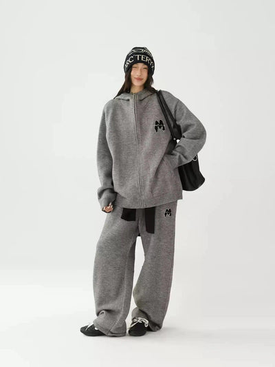 Ace Zip-Up Knitted Hoodie & Comfy Sweatpants Set-korean-fashion-Clothing Set-Ace's Closet-OH Garments