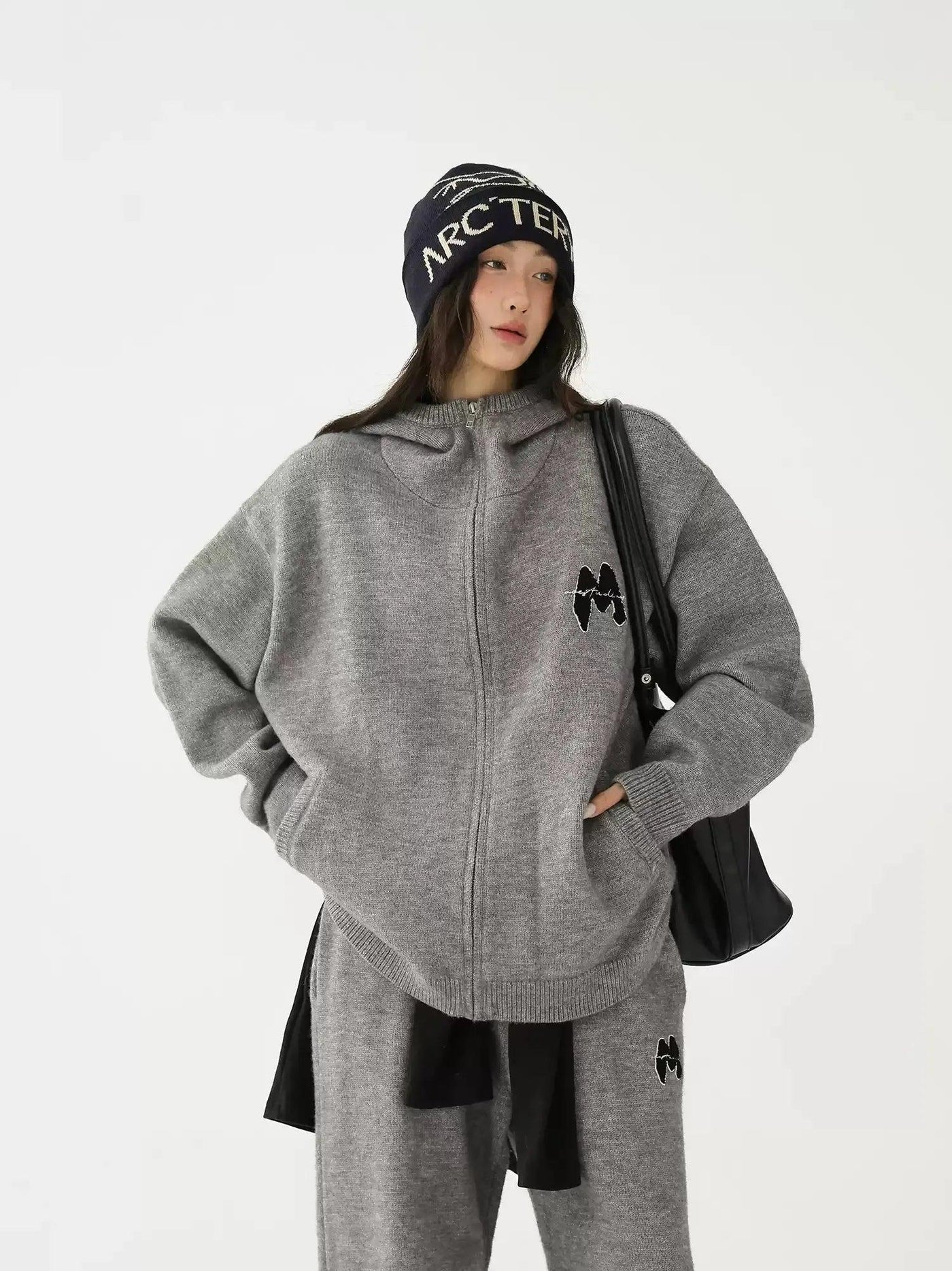 Ace Zip-Up Knitted Hoodie & Comfy Sweatpants Set-korean-fashion-Clothing Set-Ace's Closet-OH Garments