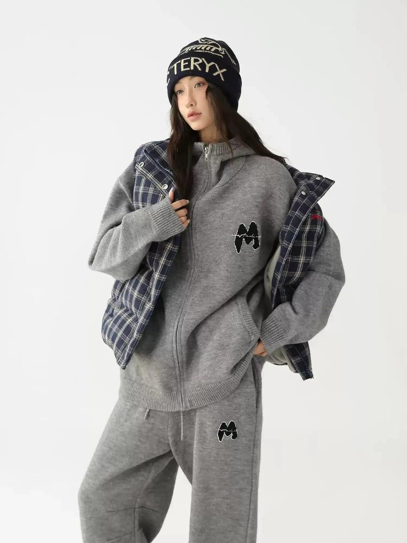 Ace Zip-Up Knitted Hoodie & Comfy Sweatpants Set-korean-fashion-Clothing Set-Ace's Closet-OH Garments