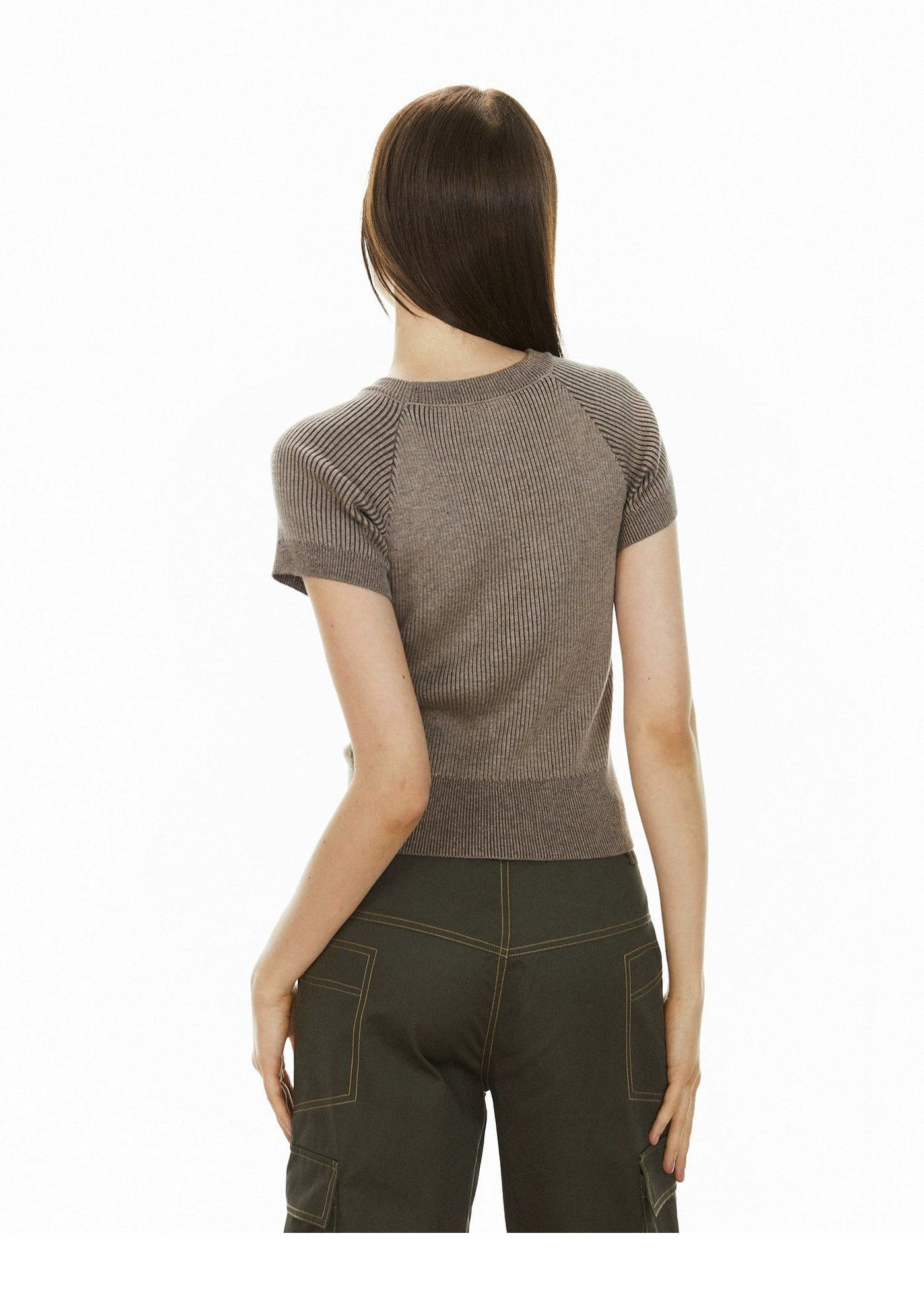 Ada Fitted Ribbed Knit T-Shirt-korean-fashion-T-Shirt-Ada's Closet-OH Garments