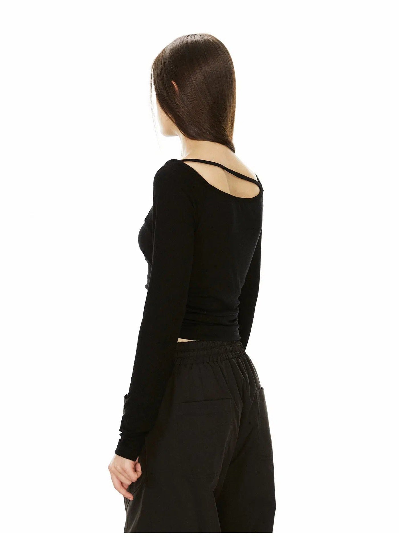 Ada Ruched Detail Cropped Long Sleeve Blouse-korean-fashion-Blouse-Ada's Closet-OH Garments