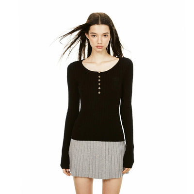 Ada Six-Buttons Textured Sweater-korean-fashion-Sweater-Ada's Closet-OH Garments