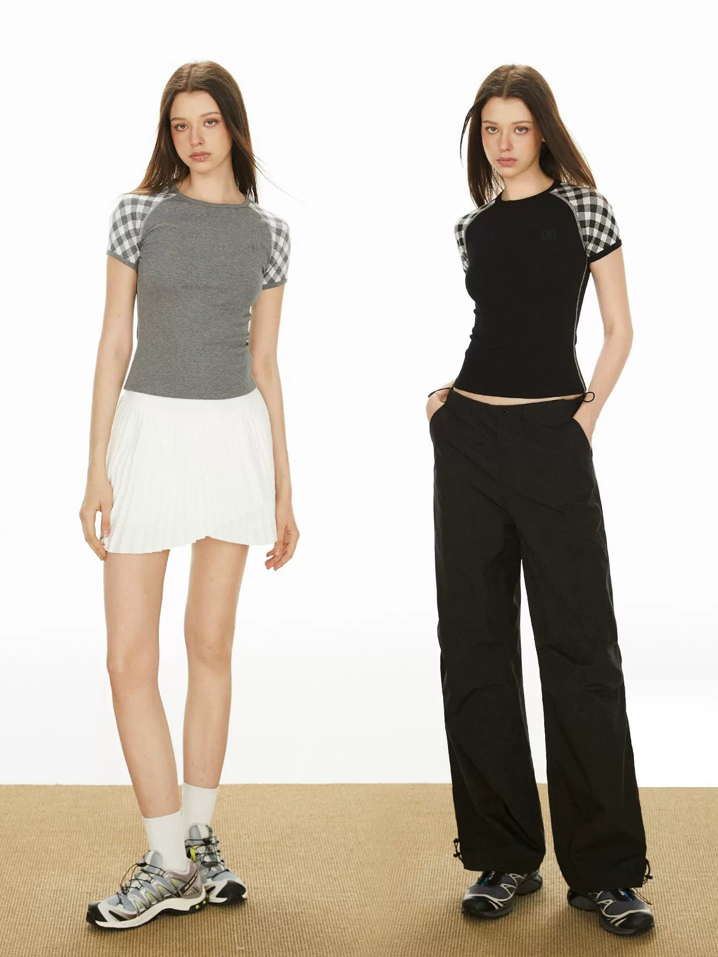 Ada Spliced Sleeves Round Neck T-Shirt-korean-fashion-T-Shirt-Ada's Closet-OH Garments