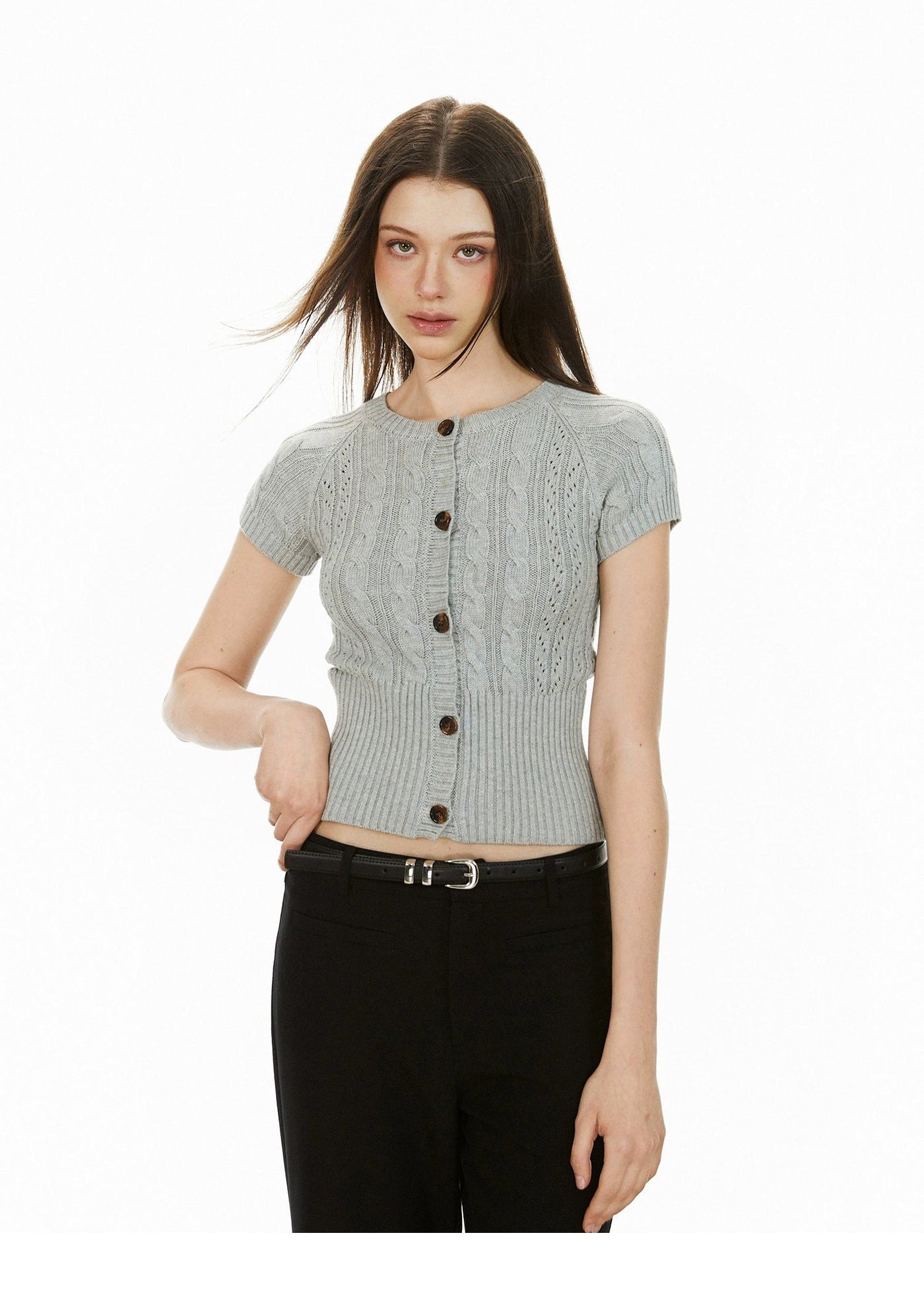 Ada Twisted Knit Buttons-Up T-Shirt-korean-fashion-T-Shirt-Ada's Closet-OH Garments