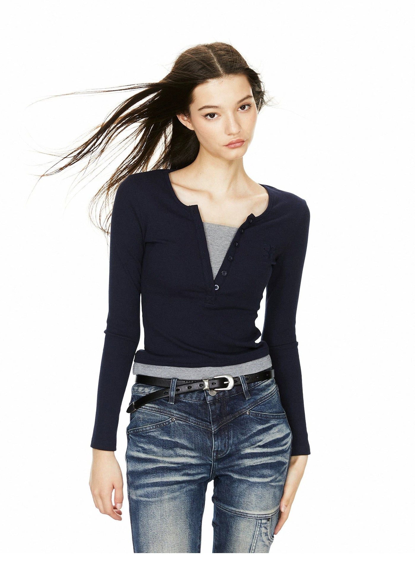Ada Two-Tone Long Sleeve T-Shirt-korean-fashion-T-Shirt-Ada's Closet-OH Garments