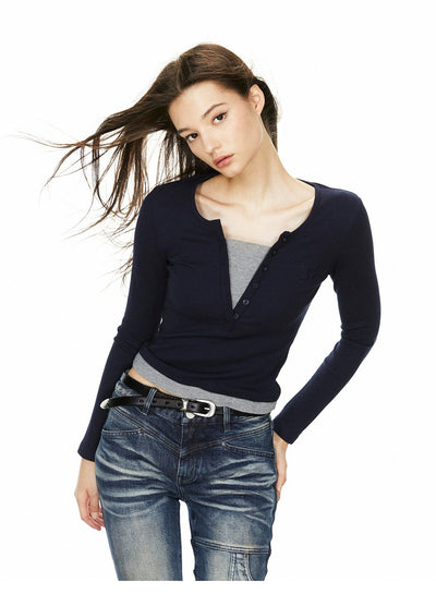 Ada Two-Tone Long Sleeve T-Shirt-korean-fashion-T-Shirt-Ada's Closet-OH Garments
