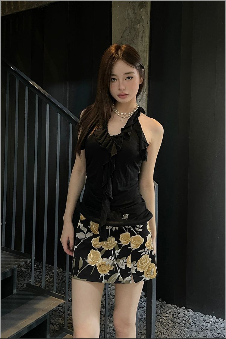 Agam Irregular Ruffled Halter Camisole-korean-fashion-Camisole-Agam's Closet-OH Garments