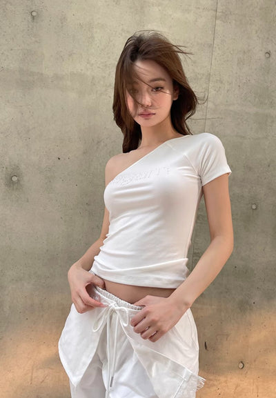 Agam One Shoulder Basic Blouse-korean-fashion-Blouse-Agam's Closet-OH Garments