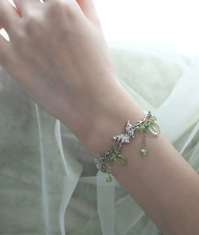 Apom Butterfly and Green Stones Bracelet-korean-fashion-Bracelet-Apom's Closet-OH Garments