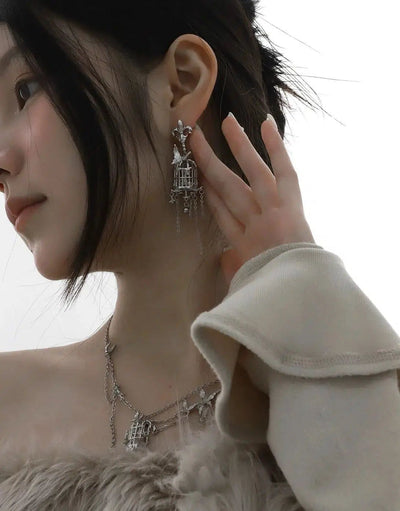 Apom Butterfly & Birdcage Earrings-korean-fashion-Earrings-Apom's Closet-OH Garments