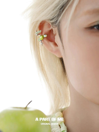 Apom Green Apple Ear Clip-korean-fashion-Earrings-Apom's Closet-OH Garments