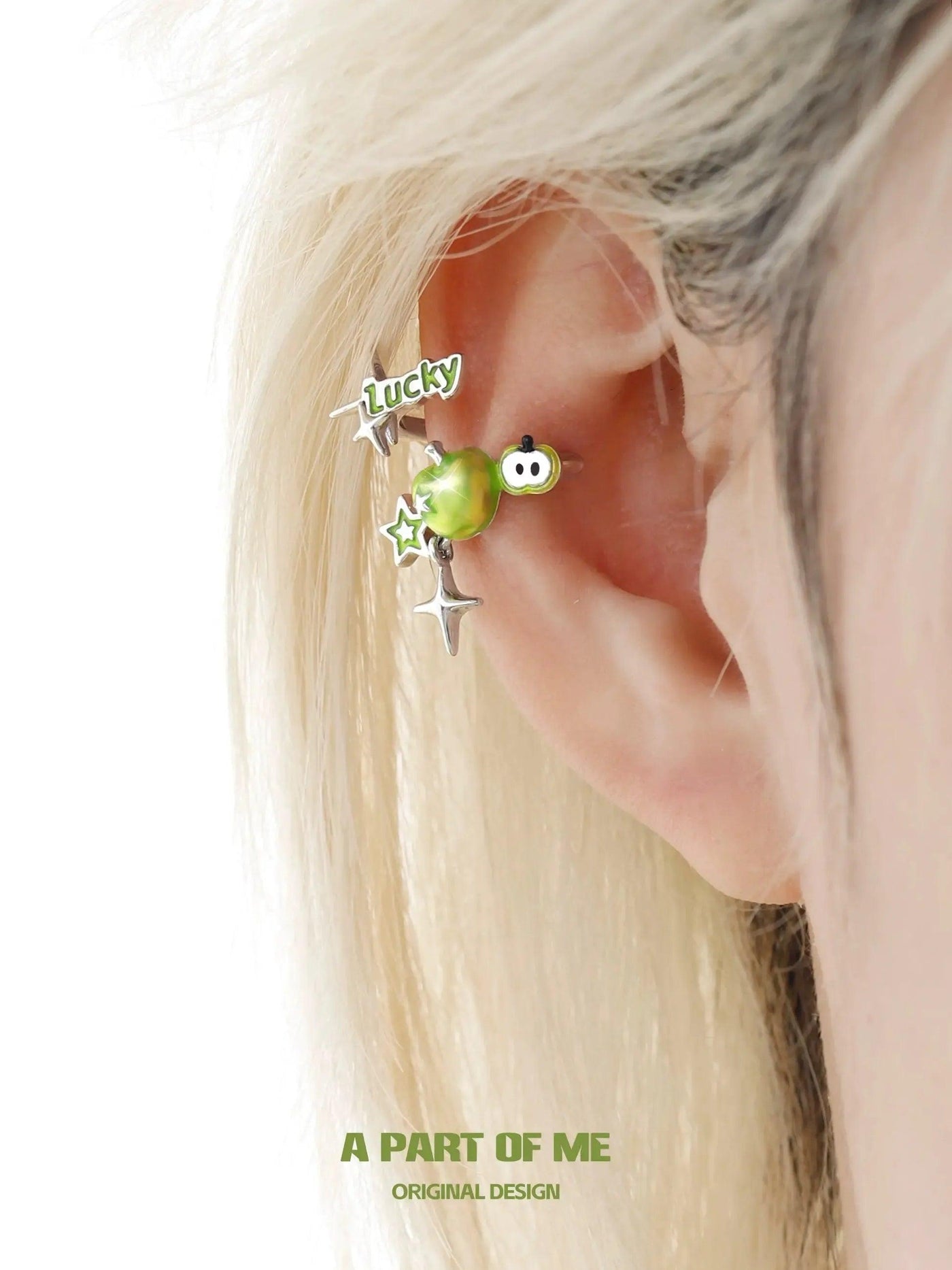 Apom Green Apple Ear Clip-korean-fashion-Earrings-Apom's Closet-OH Garments