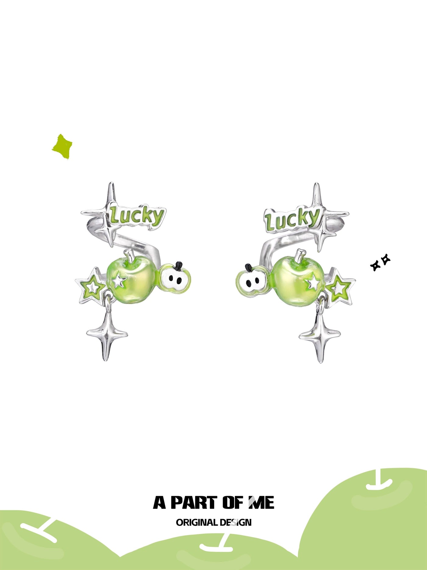 Apom Green Apple Ear Clip-korean-fashion-Earrings-Apom's Closet-OH Garments