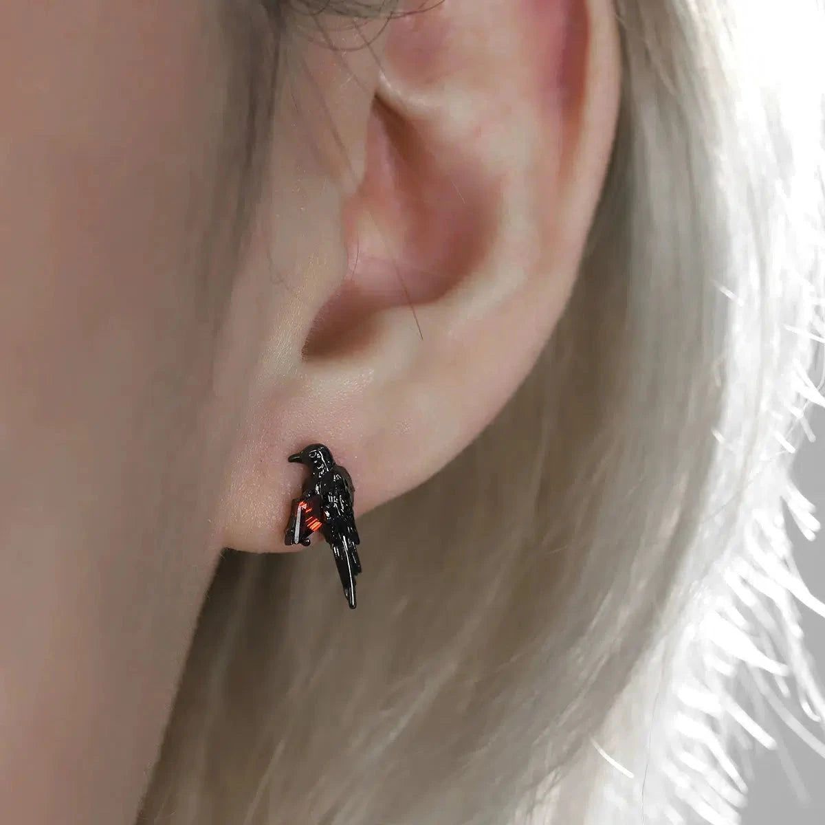 Apom Raven & Rose Ear Stud-korean-fashion-Earrings-Apom's Closet-OH Garments