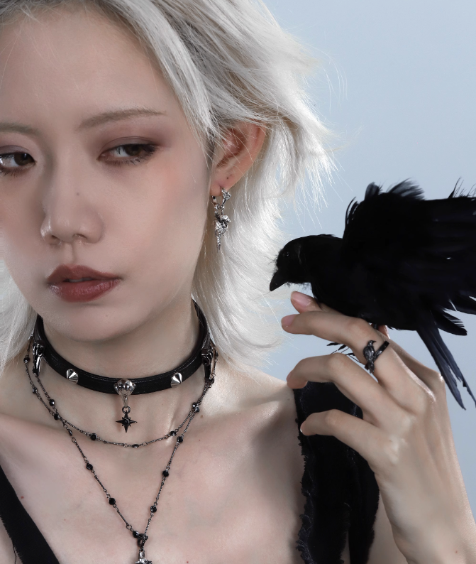 Apom Raven & Rose Earrings-korean-fashion-Earrings-Apom's Closet-OH Garments