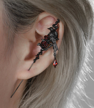 Apom Raven & Rose Piercing Earrings-korean-fashion-Earrings-Apom's Closet-OH Garments