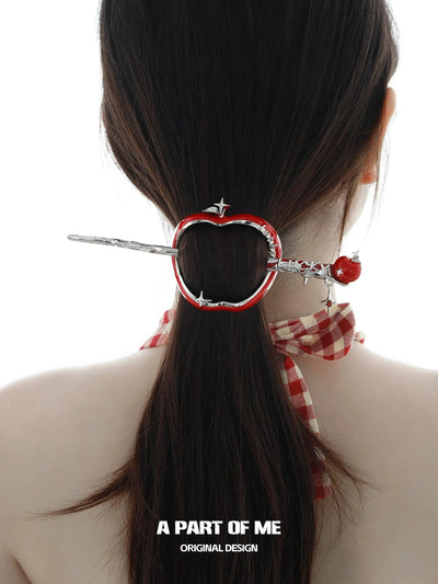 Apom Red Apple Hair Pin & Hair Clip Set-korean-fashion-Hair Accessory-Apom's Closet-OH Garments