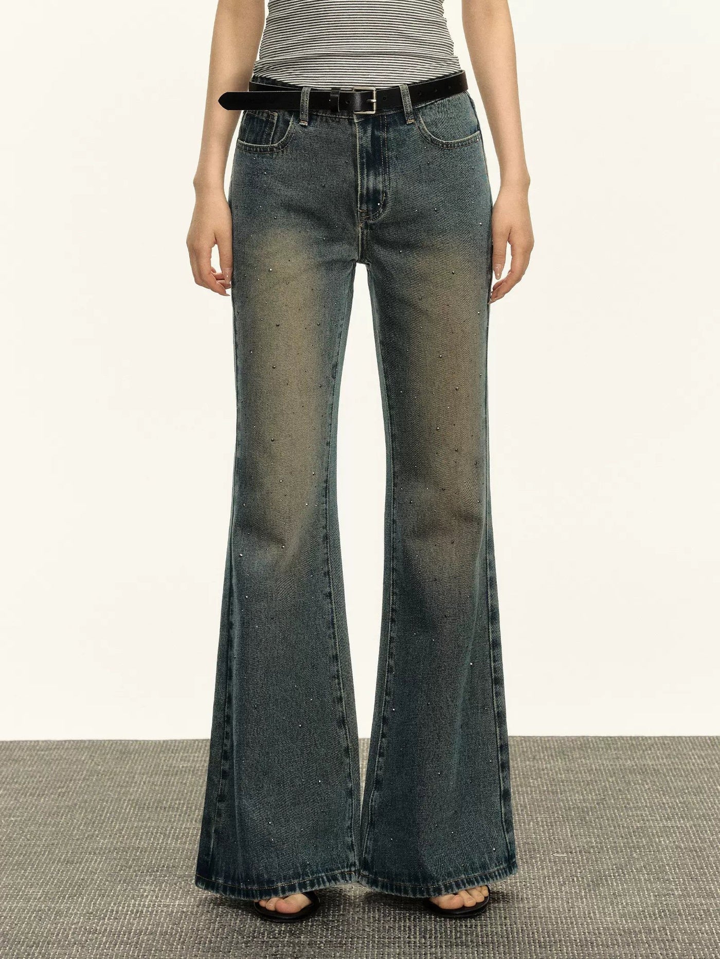 Arise Gradient Rhinestones Flared Jeans-korean-fashion-Jeans-Arise's Closet-OH Garments