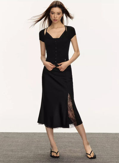 Arise Laced Slit Detail Skirt-korean-fashion-Skirt-Arise's Closet-OH Garments