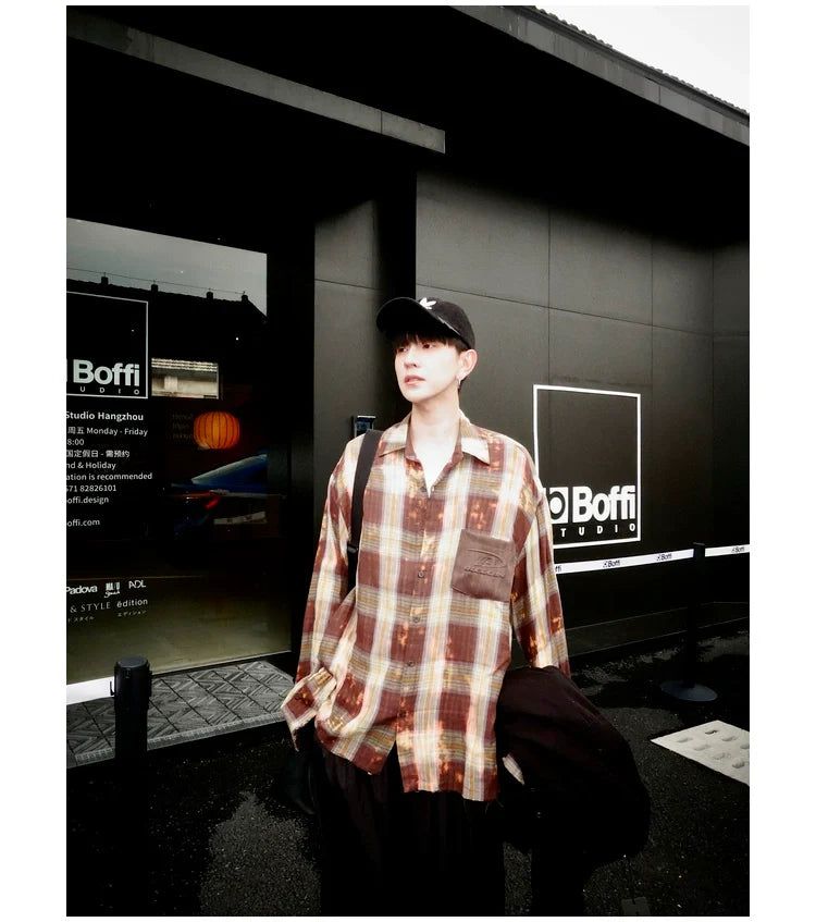 Bang Contrast Pocket Plaid Shirt-korean-fashion-Shirt-Bang's Closet-OH Garments