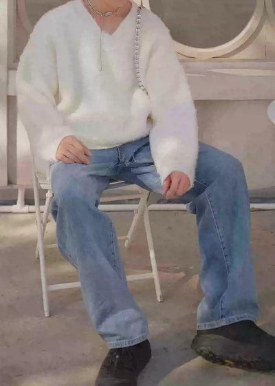 Bang Fuzzy V-Neck Sweater-korean-fashion-Sweater-Bang's Closet-OH Garments