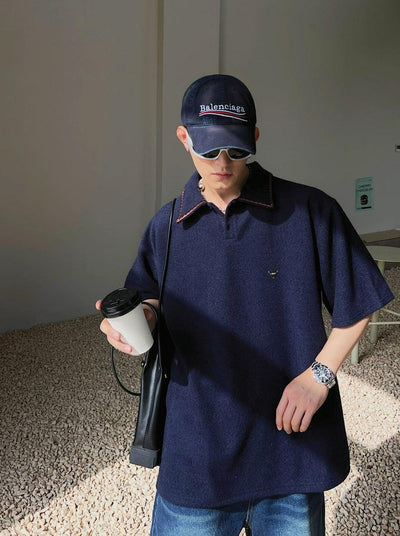 Bang Metal Logo Comfty Textured Polo-korean-fashion-Polo-Bang's Closet-OH Garments