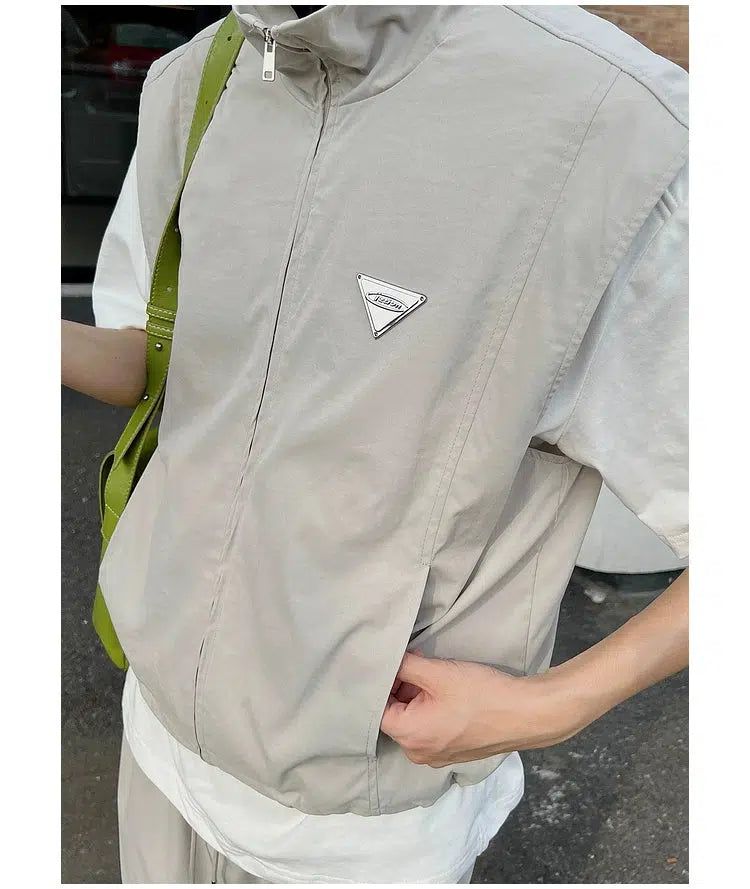 Bang Metal Plate Zip-Up Vest-korean-fashion-Vest-Bang's Closet-OH Garments