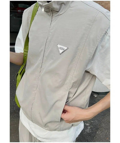 Bang Metal Plate Zip-Up Vest-korean-fashion-Vest-Bang's Closet-OH Garments