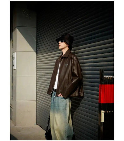 Bang Metallic Accent Faux Leather Jacket-korean-fashion-Jacket-Bang's Closet-OH Garments