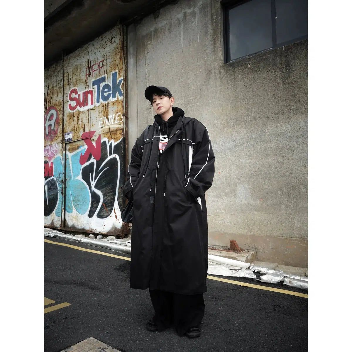 Bang Outline Zipped Long Coat-korean-fashion-Long Coat-Bang's Closet-OH Garments