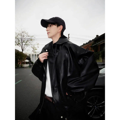 Bang Oversized PU Leather Jacket-korean-fashion-Jacket-Bang's Closet-OH Garments